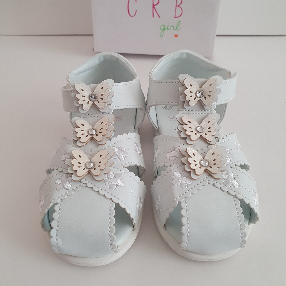 CRB Girls Butterfly White Sandals Size 11.